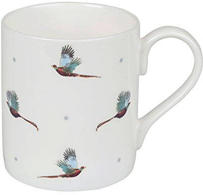 Sophie Allport - Flying Pheasant Mug, Fine Bone China, Gift Box, Dishwasher Safe (Large Size, 425ml)