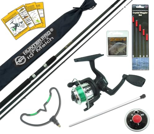 10ft Carbon-X Coarse Fishing Starter Kit: Match Rod & HP200XR Reel | 3-Piece Rod, 220g Weight, Pre-Spooled 6lb Line, Terminal Tackle Pack, Metal Bank Stick and V-Shaped Rest Head