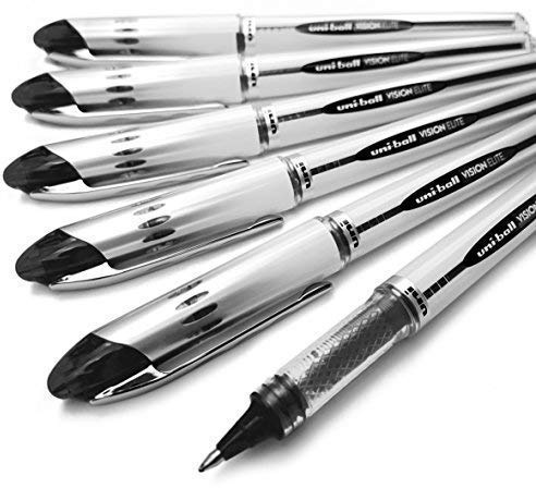 Uni-Ball Vision Elite - UB-200 - Liquid Ink Rollerball Pen - Pack of 6 (Black)