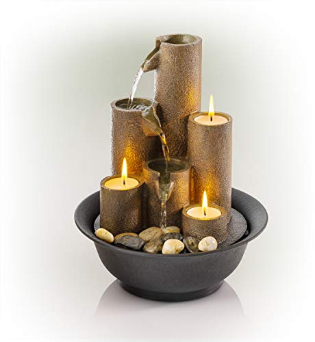 Alpine Corporation Tabletop Indoor Water Fountain, Brown, 9 L x 9 W x 11 H