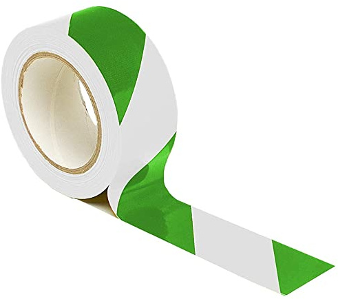 Green/White Floor Lane Marking Line Adhesive Tape 50mm Wide x 33M Long - 1 x Roll Green/White - Hazard Caution Tape & Warning, Social Distancing, Warehouse & Gym Floor