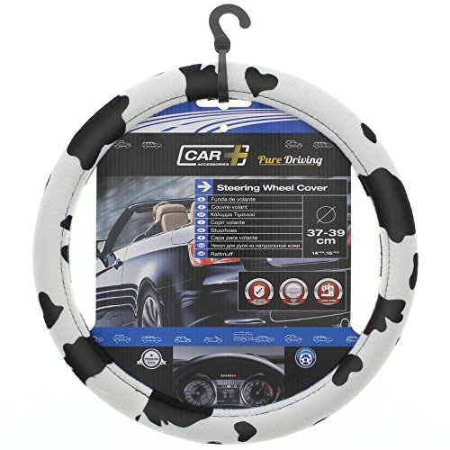 SUMEX cow2021 Kuh Stil Lenkrad Bezug Universal Samt Kuh, schwarz und weiß, 37–39 cm Durchmesser