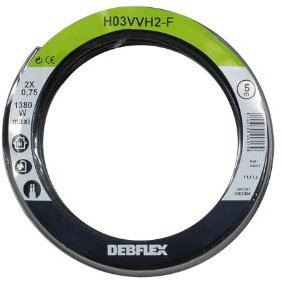 Bobinot de câble - Bobine de fils électrique - Câble électrique - Couronne de câble - Bobinot Câble Souple 5 mètres HO3VVH2-F 2X0.75 mm ² - Noir - 155313 Debflex