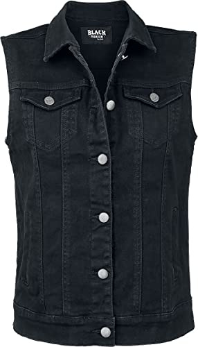 Black Premium by EMP Damen schwarze ärmellose Jeansweste mit Hemdkragen S