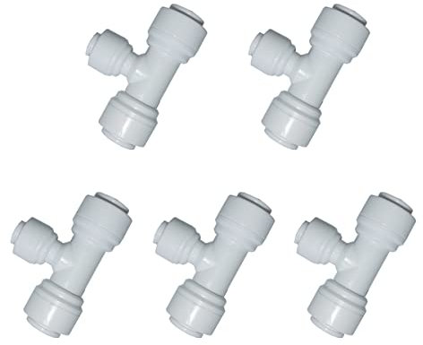 Malida 3/8-1/4 Tee Quick Connect Filtered Water Raccordi …+ 15 clip di bloccaggio Ro Filtro Acqua Confezione da 5