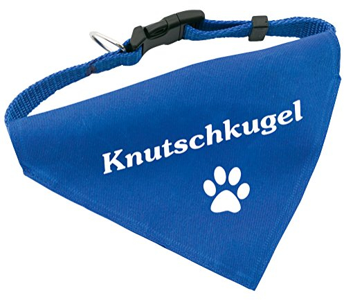 Hunde-Halsband mit Dreiecks-Tuch KNUTSCHKUGEL, längenverstellbar von 32 - 55 cm, aus Polyester, in blau