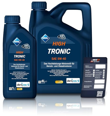 1 L + 4 L = 5 Liter ARAL HighTronic 5W-40 Motoröl inkl. Ölwechselanhänger