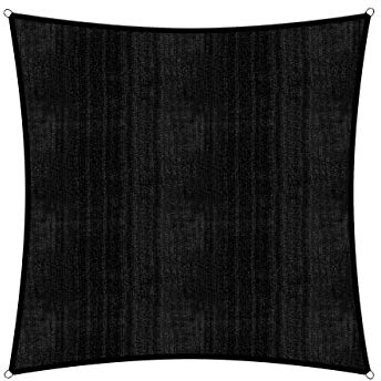Lumaland Sonnensegel Quadrat | 5 x 5 Meter Wetterbeständiger Sonnenschutz inkl. Befestigungsseile | Terrasse, Garten & Balkon Schattenspender mit UV-Schutz [Schwarz]