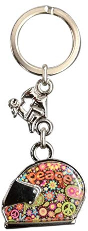 Eurofusioni Porte-clefs moto et motocross Biker Peace and Love - Idée cadeau originale motard - Casque 2,6 x 3,3 x 0,6 cm