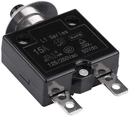 Disjoncteur à Interrupteur Thermique, Disjoncteur à Réinitialisation Manuelle avec Bouton Poussoir de 5 à 30 a Protecteurs de Surcharge de Courant(15A)