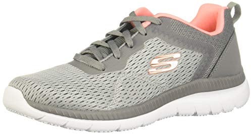 Skechers Bountiful Quick Path, Zapatillas Deportivas Mujer, Gray Engineered Mesh/Duraleather/Coral TR, 37 EU