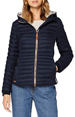 camel active Damen leichte Steppjacke mit Abnehmbarer Kapuze Dunkelblau, womenswear-36