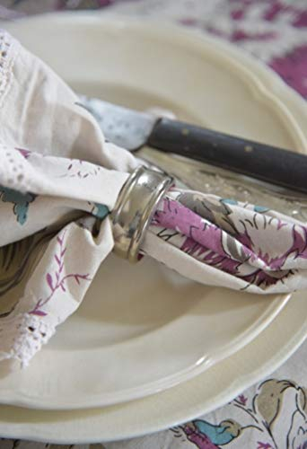 Stoffserviette Creme Blumen Spitze nostalgisch Gemustert Knitter-Look Landhausstil