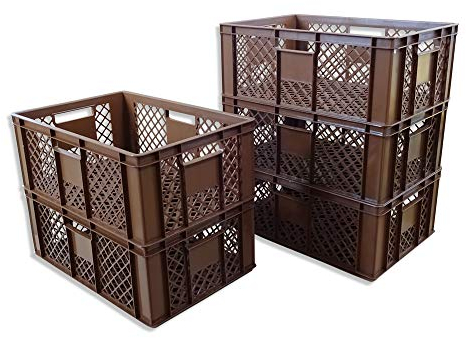 kanister-vertrieb® 5er SET Bäckerkisten 600x400x230mm, Bäckerkiste, Brotkiste, Brotkörbe, Brötchenkiste, Aufbewahrungsbox offen, 60x40x23cm, Stapelbehälter, Eurobehälter, Stapelkisten braun