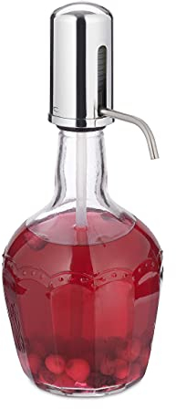 Relaxdays Wasserspender Handpumpe, Getränkespender manuell bedienbar, Trinkspender Füllvolumen 2,4 Liter, transparent