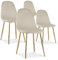 INTENSE DECO Lot de 4 chaises Bali Velours Beige Pieds doré
