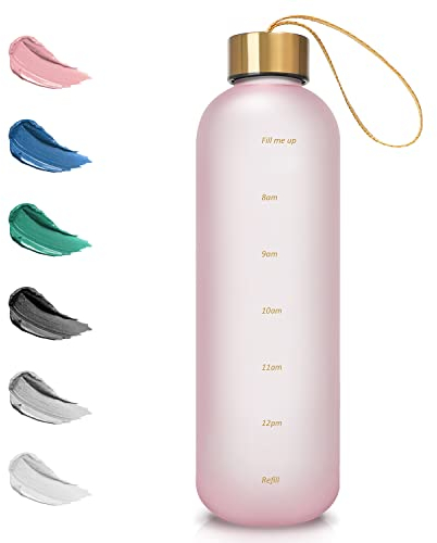 Opard 800ml/1000ml Motivational Water Bottle with Time Markings to Drink, Reusable Plastic Bottle with BPA Free Tritan for Gym and Sports