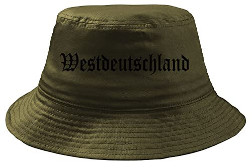 Generisch Westdeutschland Fischerhut - Oliv - Bedruckt - Bucket Hat Anglerhut OneSize-Druck: Schwarz