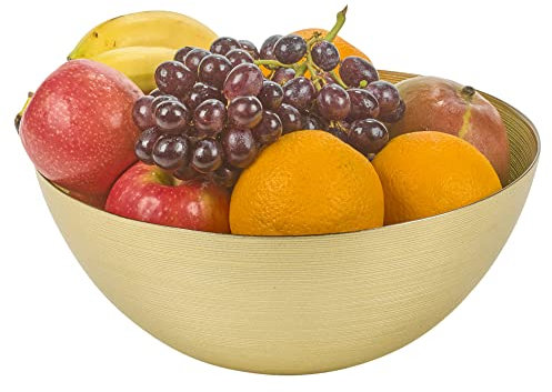 URBN-CHEF Coloured Glass Round Fruit Vegetable Salad Bowls Kitchen Party Snack Centerpiece (Gold)