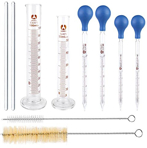 Glas Pipette Glas Meßzylinder Set, Glas Pipette Dropper, 4 Stück Transfer Pipette 5ml 10ml,2 Stück Graduierten Glasmesszylinder 100ml 50ml Für Lebensmittel Forschung Schule Zu Hause Klare Messpipetten