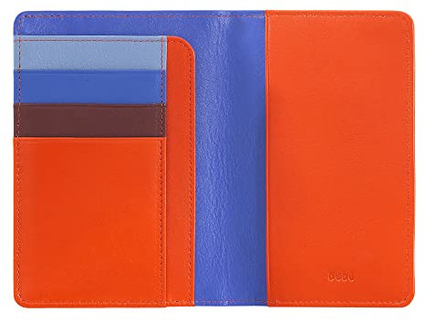 DUDU Porta passaporto pelle e carte di credito RFID multicolore Arancio