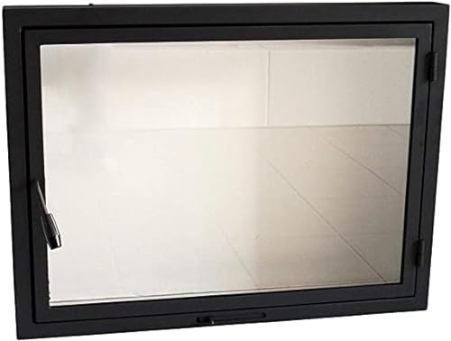 Puerta horno 80 x 60 cm, puerta chimenea con cristal para horno pizzero, hierro fundido. Sentido de apertura: a la derecha | El mango está a la izquierda.