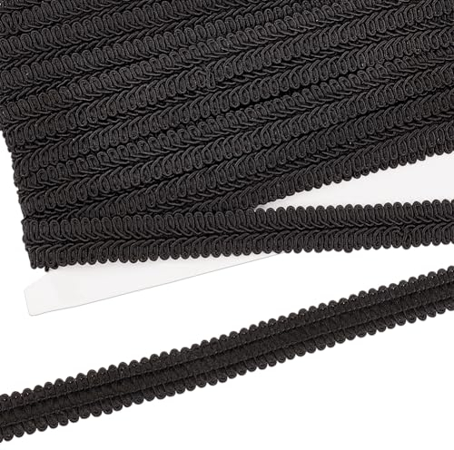 FINGERINSPIRE 10m 16mm Schwarz Zopfbesatz Polyester Geflochtener Zopfbesatz Tausendfüßler Dekorativer Gimpenbesatz Grundbesatz Für Heimwerkerhandwerk, Kostüm, Nähen, Vorhang, Schonbezug