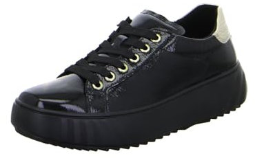 ARA Damen Monaco Low-Cut Sneaker, SCHWARZ,Platin, 38 EU Weit