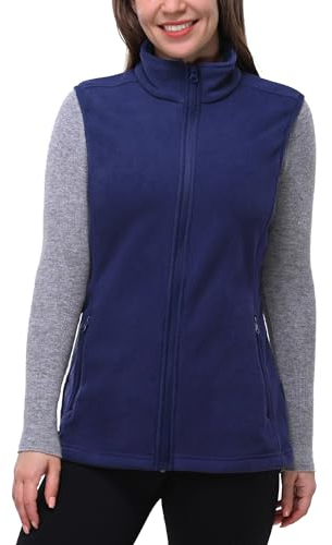 33,000ft Women's Fleece Gilets Lightweight Warm Ladies Vest Outerwear, Sleeveless Spring Jacket with Zip Up Pockets Purple Blue 4XL/UK 24