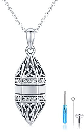 Waysles Urnen Halskette für Asche 925 Sterling Silber Asche Urnen keltischer Anhänger Keltischer Knoten Andenken, Memorial Feuerbestattung Schmuck für Damen Herren
