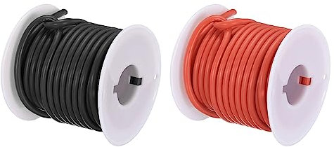 sourcing map 14 Gauge Silicone Wire 14AWG Electrical Wire Stranded Wire Flexible Tinned Copper Wire High Temp Hookup Wire Spool Black and Red 7.5m/24.6ft for Car Model Electric Appliances 2pcs