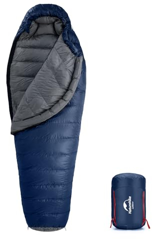Naturehike 650FP ultraleichter Mumien-Daunenschlafsack Warmer Winterschlafsack -9℃ bis 7℃ Mit wasserdichtem Kompressionsbeutel Navy blau-220×85cm