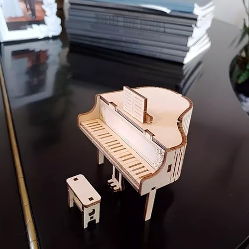 RLS 3D Piano Wooden Puzzle Jigsaw DIY Music Box Hand Crank Engraved Model Kit Brain Teaser and Educational STEM Building kit toy