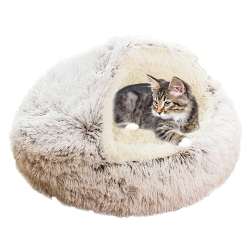 XIEMINLE Beruhigendes Katzenbett, Haustierkissen, Sofa, Anti-Angst, Katzensofa, waschbares Katzennest, Donut-Kuschelnest, Katzenkissen, Katzenbett Haus für Kätzchen und Welpen, Hunde, 40 cm, Kaffee