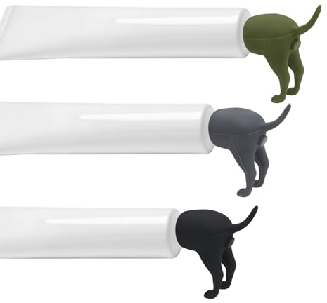 MultiValue 3 Stück Pooping Dog Butt Zahnpasta-Aufsatz, kreative lustige Zahnpasta-Kappen für Erwachsene und Kinder, Cartoon-Hundekotaufsatz, Zahnpasta-Topper für Badezimmer (3 Farben)