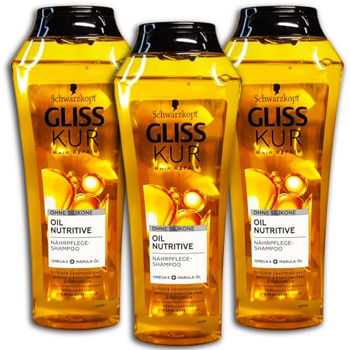 3 er Pack Gliss Oil Nutritive Nährpflege-Shampoo 3 x 250 ml