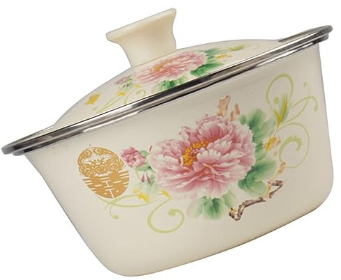 LIFKOME Emaille-rührschüssel Im Retro-stil Emaillegeschirr-becken Mit Deckel Schmalz-/öl-aufbewahrungstopf Schüssel Mit Großem Fassungsvermögen Zum Kneten Von Speiseölbehälter