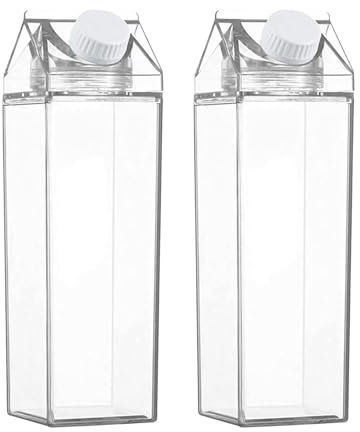 1/2 botella de cartón de leche, cajas de agua de silicona, cajas de agua cuadradas transparentes, botellas de agua Tetra | Caja de leche de reutilizable de 500 ml/1000 ml, recipiente de cartón
