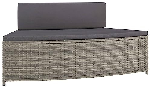 2 STK. Whirlpool-Bänke mit Auflagen, Whirlpool-Umrandung, Whirlpool Einfassung, Whirlpool Verkleidung, Whirlpool Regal Whirlpool Stufe, Grau Poly-Rattan
