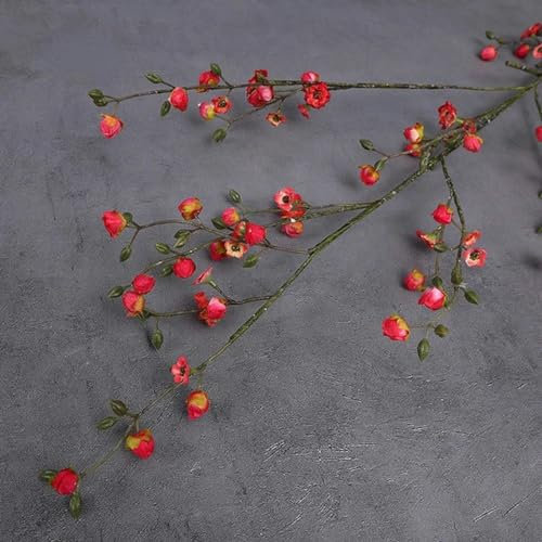 YOLNEY l Pfirsichblüten-Zweig-Blumenarrangement mit künstlicher Blume, Kirschbaum-Innentopfblume mit l-Blüte, Rot, 1 Stück