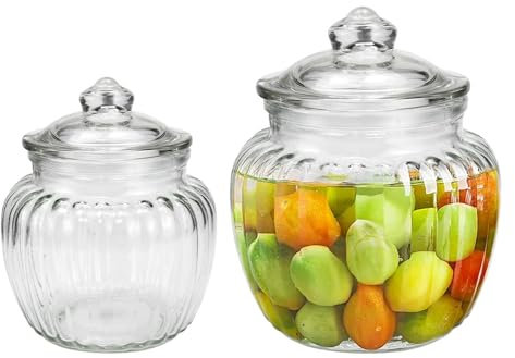 Kleemeiero 2 Stücke Einmachglas mit Deckel 1250+650ml Breite Öffnung Traditioneller Gärtopf Gärbehälter Starter Mit Wasserverschluss Gärglas Gärungsglas Vorratsgläser Für Kimchi Sauerkraut Gemüse