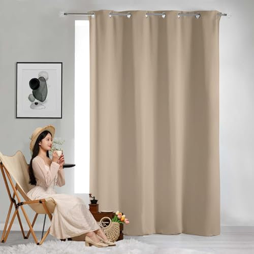 GAIFNAG Tende Oscuranti per Interni 160 x 240 cm Isolanti Termiche, Poliestere con Passanti Tende Coprente Termiche Isolanti per Porta Finestra, Decorazione, Cachi