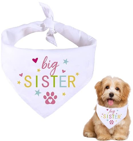 Hundehalstuch, Motiv: Big Sister, Weiß, Haustier-Schal, Schwangerschaftsankündigung, Hunde-Bandana, Baby, Hund, Geschlechtsoffenbarung, Foto-Requisiten, Zubehör