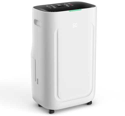 Deumidificatore da 5000 mq per cantina con tubo di scarico, deumidificatori da 50-80 pinta per la casa con grande serbatoio dell'acqua da 1,71 litri Timer 24 ore 4 modalità di funzionamento