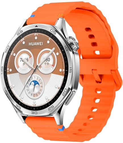 Supore Armband für Huawei Watch GT 5 Pro 46mm/GT 5 46mm Armbänder, 22mm Silikon Ersatzband für Huawei Watch GT3/GT3 Pro 46mm/GT 4 46mm/GT2/GT2 Pro/GT2e/GT Runner, für Amazfit GTR 4/GTR 2 (Orange)