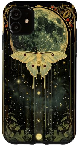 Luna Moth Art Deco Celestial Moon Gothic Wild Flower Vintage Case for iPhone 11