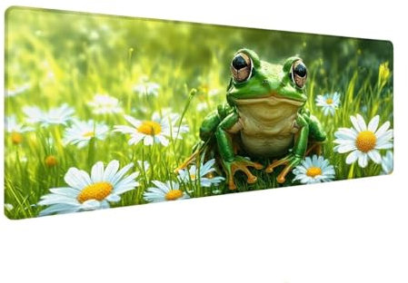 XXL Mouse Pad 300x800x4 mm, Large Mouse Mat Green, Gaming Mouse Pad Frog, Extended Mouse Mats for Desk, Keyboard and Mouse Mat with Stitched Edges, Non-Slip Rubber Base Desk Pad for Office Gaming N-6