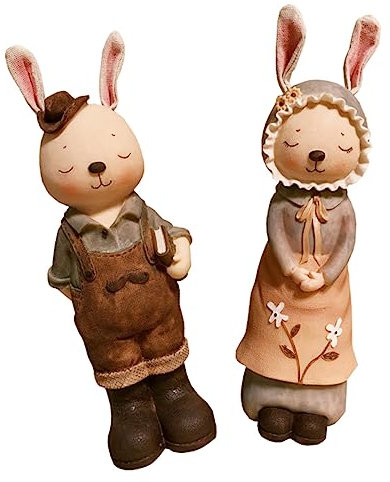 Vaguelly 1 Paar Kaninchen Dekorative Ornamente Knuddelig Netz Hasenfigur Großes Sparschwein Bank Dinosaurier Brief Sparschwein Tiger Kostüm Plüsch Tiere Ausgestopft Häschen-Statue Harz