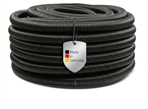 POOL Total Schwimmbadschlauch Ø 32 mm Schwarz - Flexibler Poolschlauch aus PE - Integrierte Muffen alle 1,50 m - Trittfest & beständig - Made in Germany - 12 m