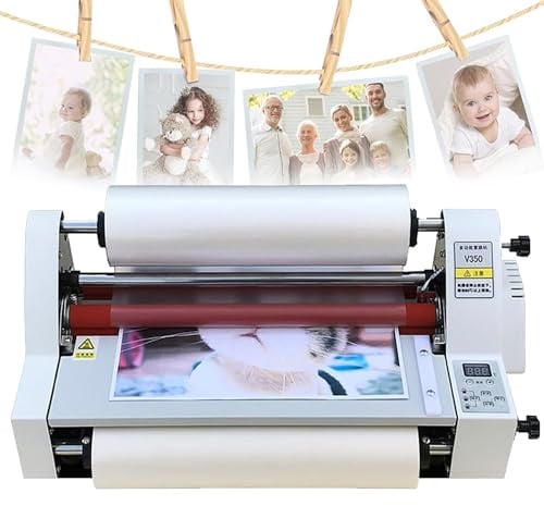 V350 Laminiermaschine Heiß Kalt Laminiergerät,Ein- Und Beidseitiges Thermo-Laminiergerät,Kommerzielles Foto-Laminiergerät Für Einsatz in Schulen Und Büros,Temperaturregelung,Digitalanzeige